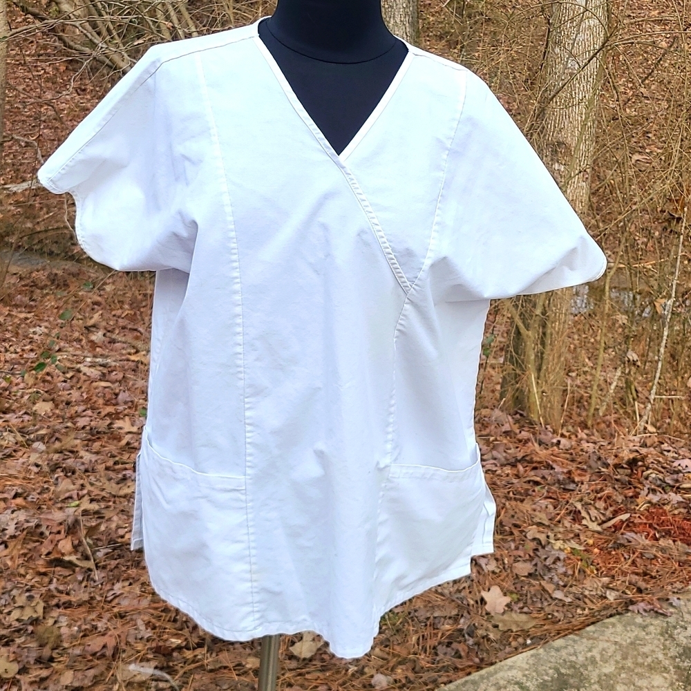 Medline White Scrub Top
